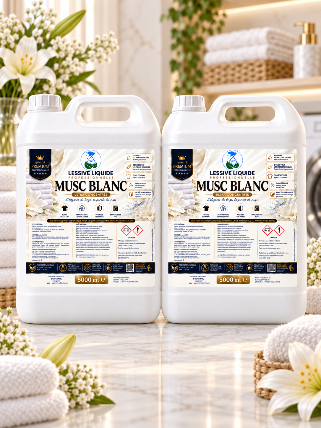 Duo Lessive au Musc Blanc 2 × 5L