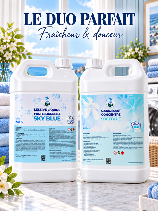 Duo Lessive & Adoucissant Sky Blue Soft Blue – 5L