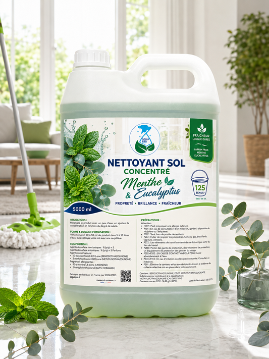 Nettoyant Sol Concentré Menthe & Eucalyptus 5L - SOGUI PRO